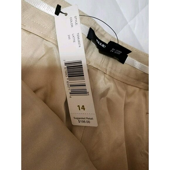 Ellen Tracy Women Size 14 100% Linen Dress Pants Pleated Beige High Rise - Picture 6 of 6